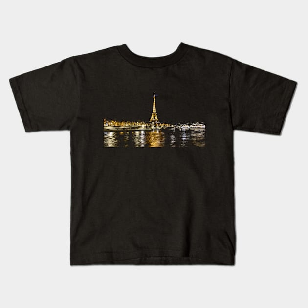 Eiffel Tower Reflection Kids T-Shirt by paulponte